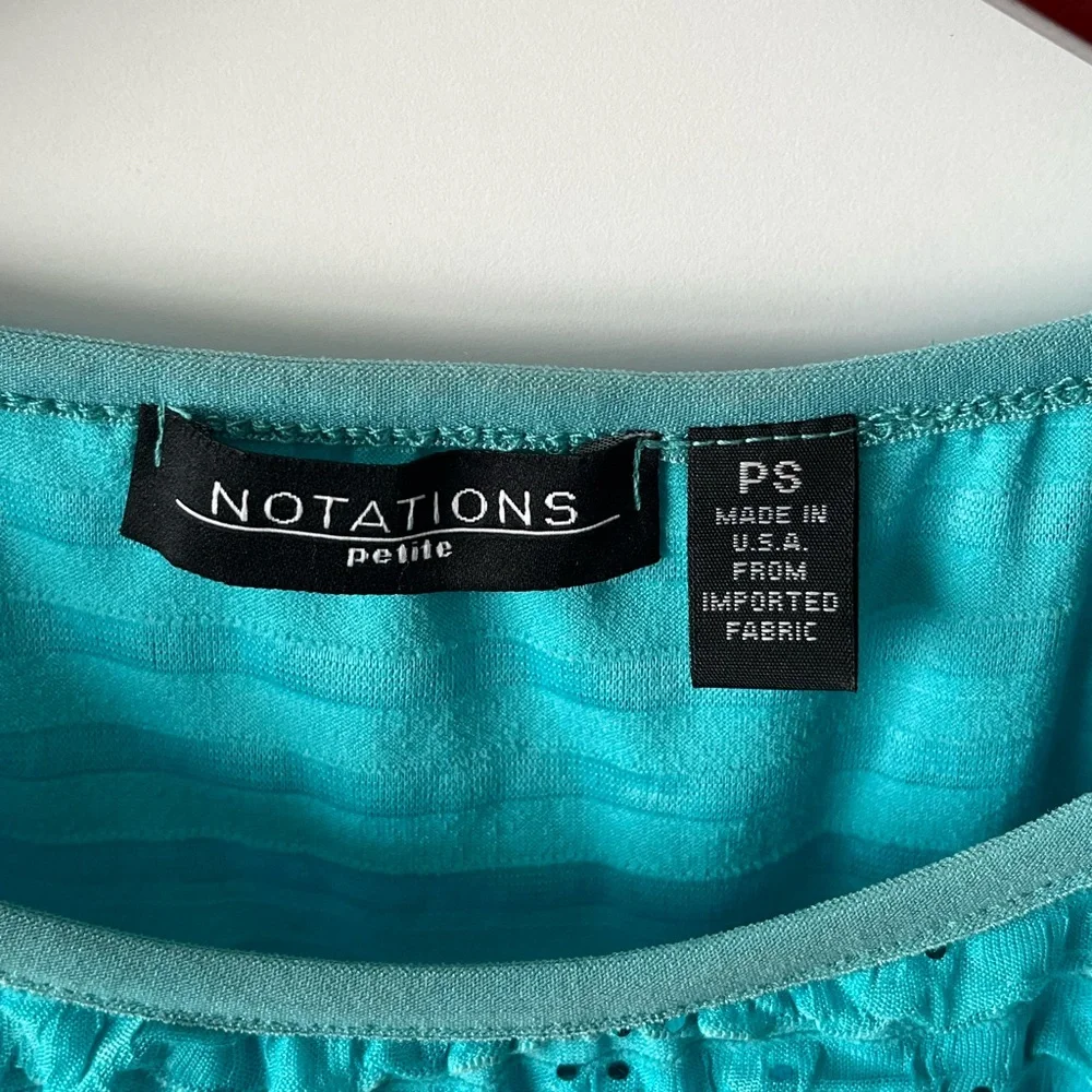 Notations Turquoise Textured Short Sleeve Top - Picture 4 of 5